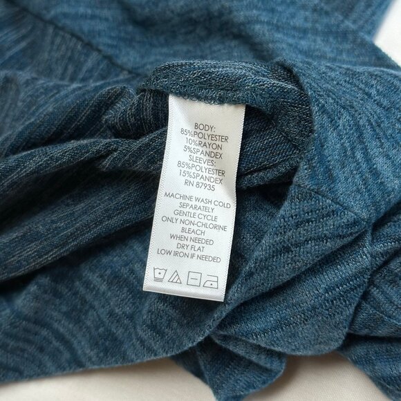 Logo Lori Goldstein Asymmetric Hem Zip Sweater Top Size 1X Lagenlook Blue Tunic - Picture 6 of 6